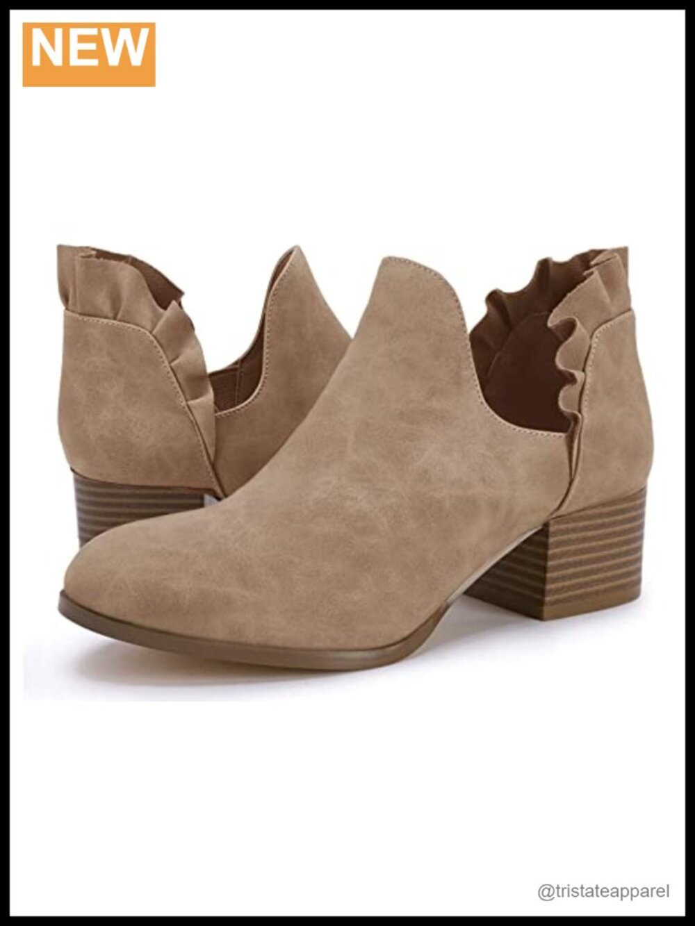 Faux Leather Pointed Toe Cutout Ankle Booties Low Stacked Heel Slip On Dress